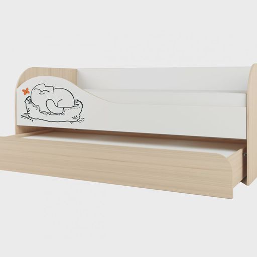 Детская выдвижная кровать «Кот 900.1» (900x1900)